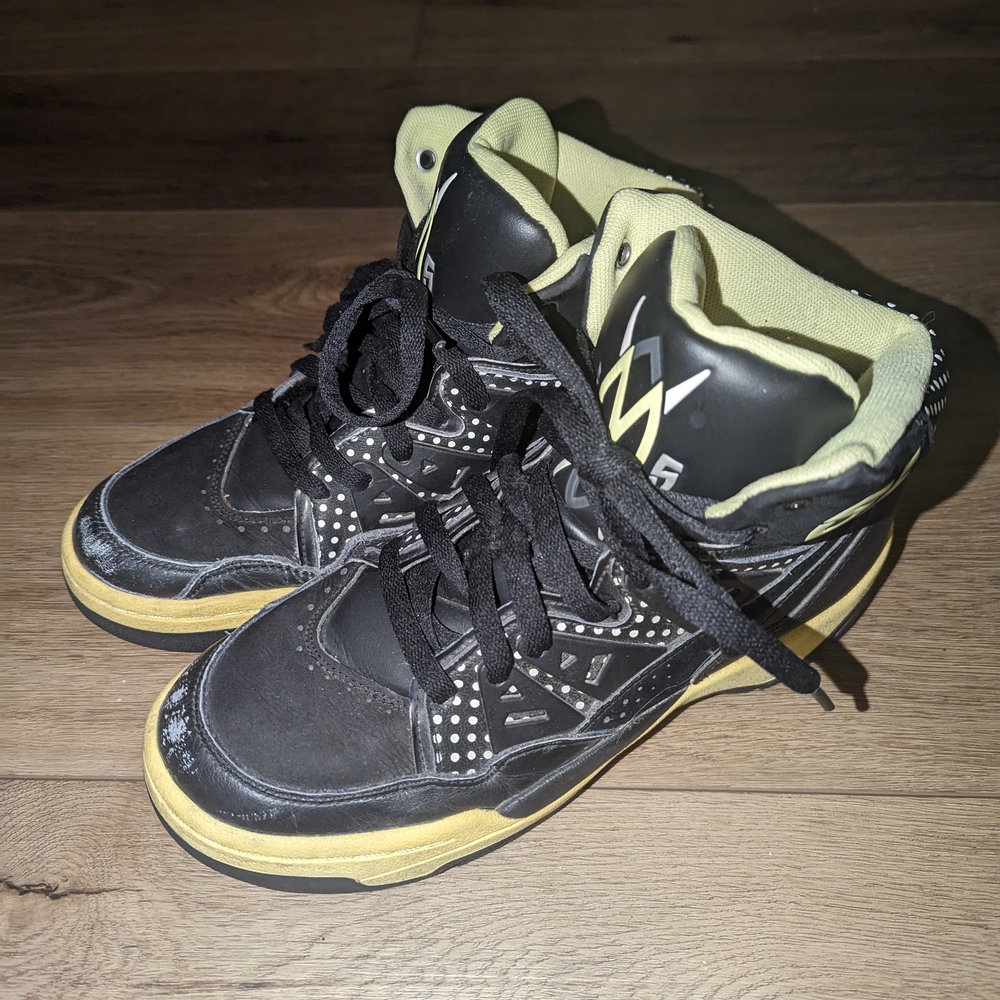 Adidas Mutombo Black and Green Glow High-Top Sneakers Men's 7.5 Or Women's 9